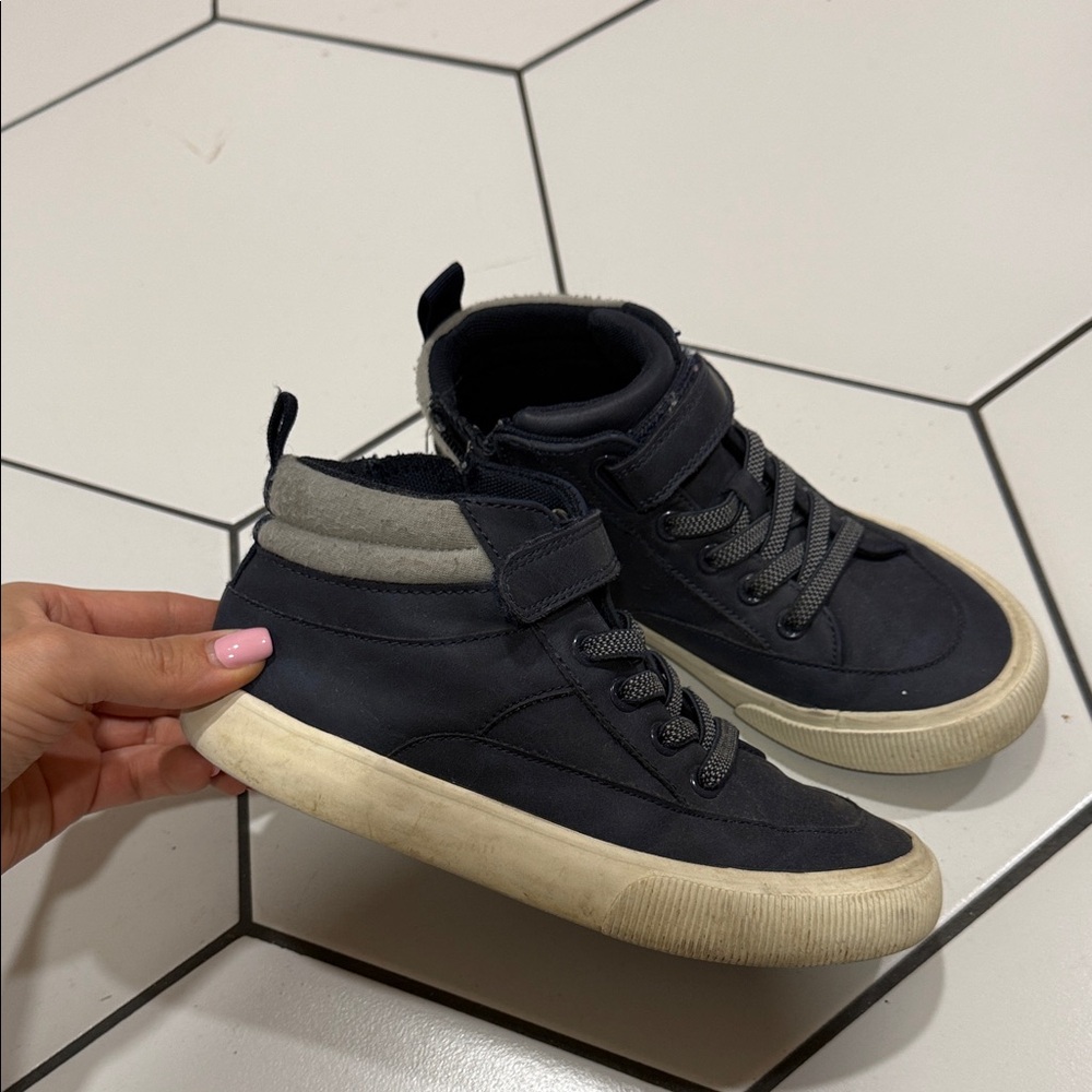 Stylish Black and Gray High-Top Sneakers